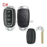 For 2021 new Hyundai 3/4/5 button smart remote key blank without  battery clamp