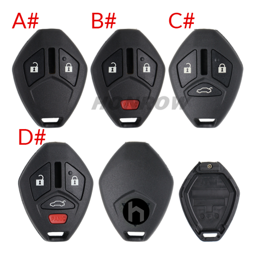 For Mitsubishi 2/2+1/3/3+1 button remote key blank without key blade