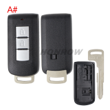 For Mitsubishi 2/2+1/3/3+1 button remote key blank with emergency key blade without logo