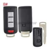 For Mitsubishi 2/2+1/3/3+1 button remote key blank with emergency key blade without logo