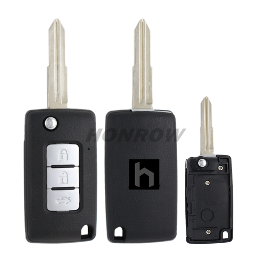 For Mitsubishi 3 button flip remote key blank with right key blade
