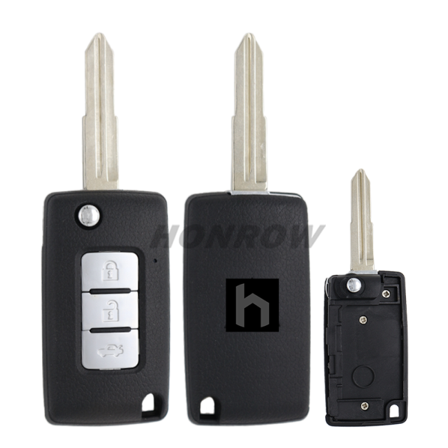 For Mitsubishi 3 button flip remote key blank with right key blade