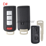 For Mitsubishi 2/2+1/3/3+1 button remote key blank with emergency key blade without logo