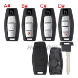 For Mitsubishi 2/2+1/3/3+1 button smart key blank with Emergency Key