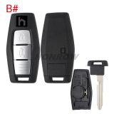 For Mitsubishi 2/2+1/3/3+1 button smart key blank with Emergency Key
