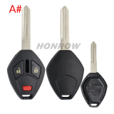 For high quality GTL Mitsubishi 2+1 button remote key blank with MIT11R/MIT9 blade enhanced version