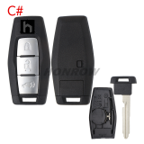 For Mitsubishi 2/2+1/3/3+1 button smart key blank with Emergency Key