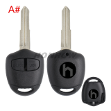 For Mitsubish 2 button remote key blank with Left/right Blade