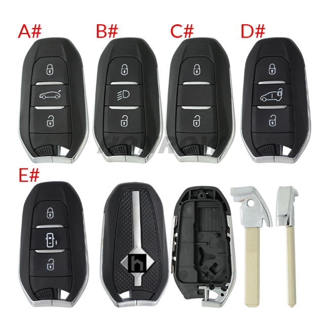 For Peugeot 3 button remote key blank with VA2 blade，new back case  Please choose the button.