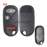For Honda  2+1/3+1 button  remote key blank without battery clamp