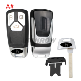 For Audi allroad  B9 Q5 Q7 TT TTS keyless 3/3+1 button remote key blank