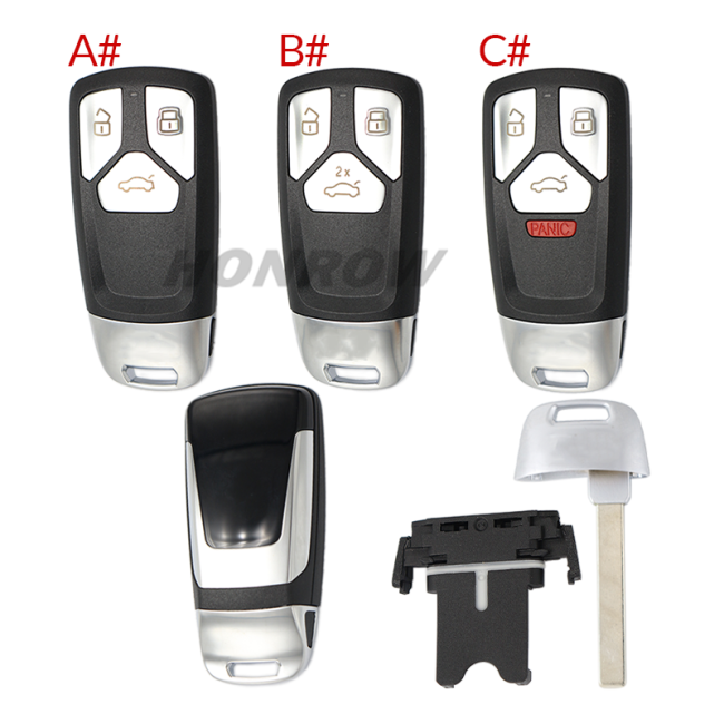 For Audi allroad  B9 Q5 Q7 TT TTS keyless 3/3+1 button remote key blank without logo