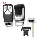 For Audi allroad  B9 Q5 Q7 TT TTS keyless 3/3+1 button remote key blank
