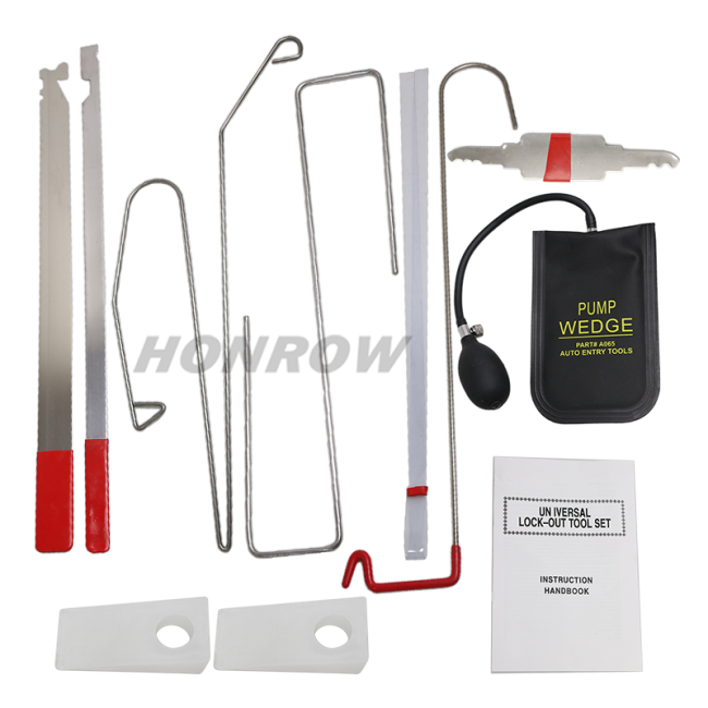 Car Vehicle Door Lost Lock Out Thin Bar Wedge Emergency Open Unlock Key Tools Kit + Black Air Pump Universal Car Styling Parts