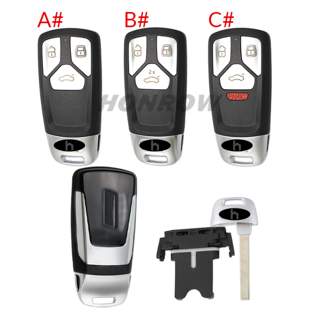 For Audi allroad  B9 Q5 Q7 TT TTS keyless 3/3+1 button remote key blank