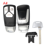 For Audi allroad  B9 Q5 Q7 TT TTS keyless 3/3+1 button remote key blank without logo