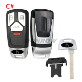 For Audi allroad  B9 Q5 Q7 TT TTS keyless 3/3+1 button remote key blank