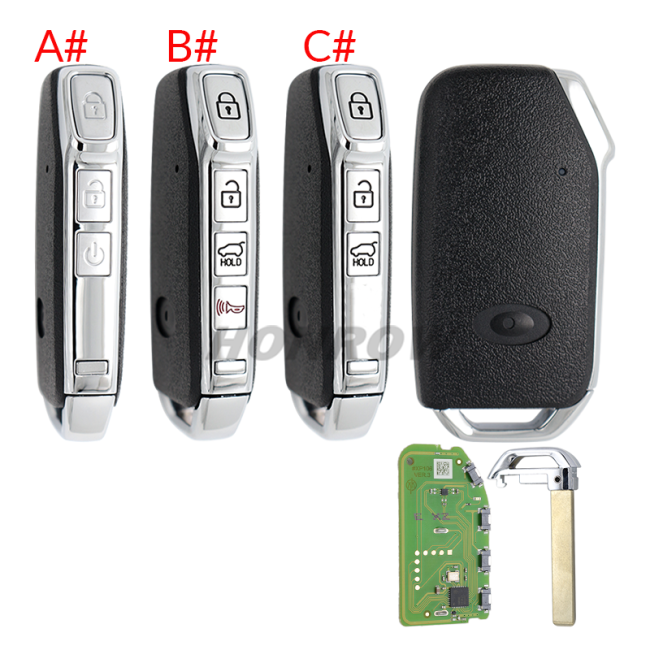 XHORSE VVDI  XZKA82EN 4 side button remote key for hyundai kia models, XZ Series K.A ST , Special pcb board exclusively for hyundai and kia models , support hyundai and kia smart  key support regenerate and reuse Note:The pcb board only can be generated for hyundai and kia models.