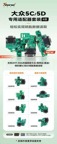 Xhorse XDNPVDGLadapter Vv 5C/5D Adapter Set(8pcs/set) used for KEYTOOL PLUS MULTIPROG,KEY TOOL MIDI,VVDI2 Supports reading key data for the latest models ot vw/skoda/Audi/Porsche 5C anc 5D from 2019 to 2026