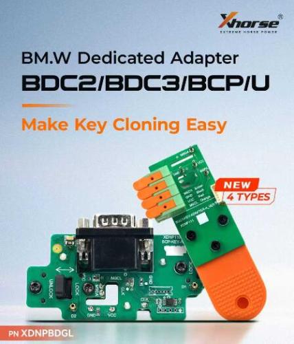 Xhorse XDNPBDGL adapter BMW Chassis Adaptel BDC2/BDC3/BCP/U Effortlessly Add Keys XDNP110/XDNP112/XDNP113: VVDHKP-111 support Encryption/non encryption key,Need to remove the key shell and clamp the key PCE XDNP111:support Non encrypted key, Directly clamp the key shell