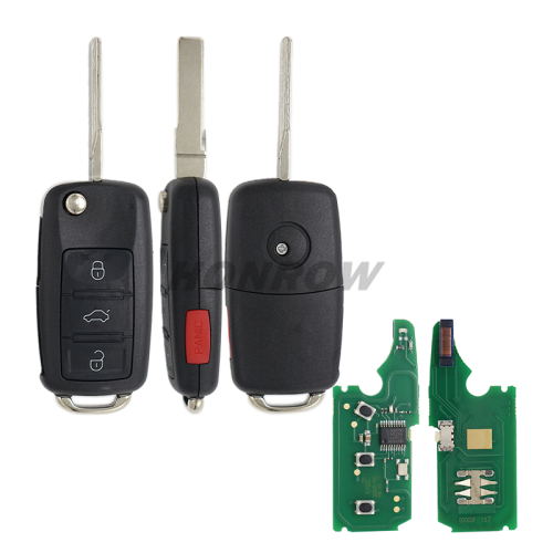 For VW Touareg non-keyless 3+1 button remote with 433Mhz 46 PCF7947A HITAG2 chip P/N: 3D0959753AK/ 3D0959753AA/ 3D0959753AM