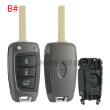 For Hyundai 3/4 button flip remote key blank