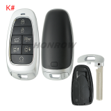 For Hyundai 3/4/5/7 button Smart Remote Key Shell without logo