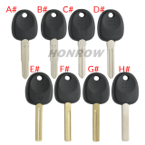For Hyundai transponder key blank (Can put TPX chip inside) (No Logo)