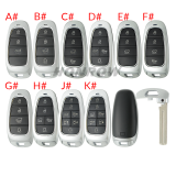 For Hyundai 3/4/5/7 button Smart Remote Key Shell without logo