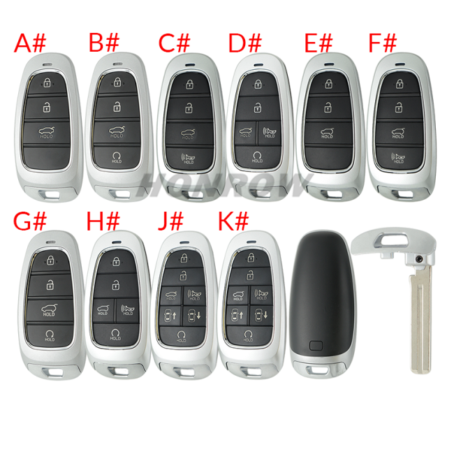 For Hyundai 3/4/5/7 button Smart Remote Key Shell without logo