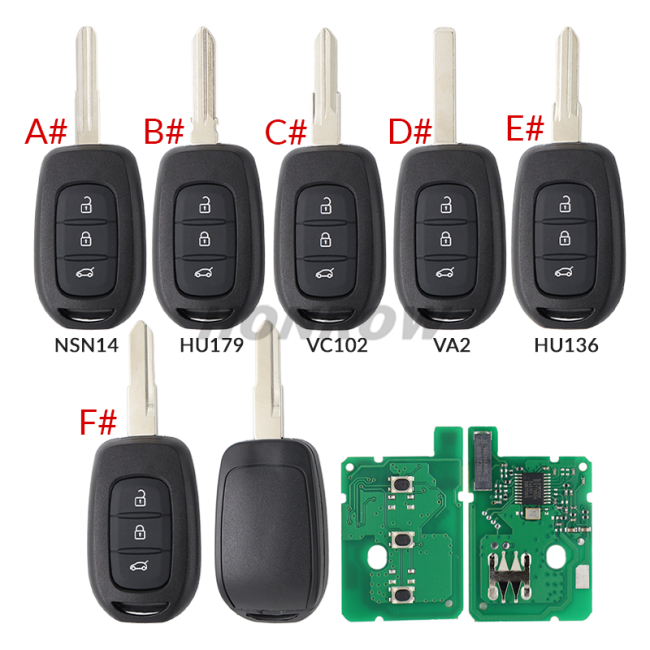 For Renault 3B remote key with 434mhz PCF7961M(HITAG AES)chip for Renault Sandero Dacia Logan please choose the key blade style