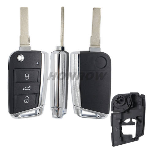For VW Gof7 3 button remote key shell with Hu66 blade