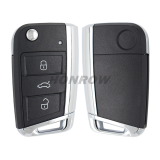 For VW Gof7 3 button remote key shell with Hu66 blade