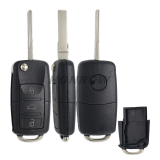 For V 3 button remote key blank without battery clamp, the blade is HU66. (the key head connect face is square)