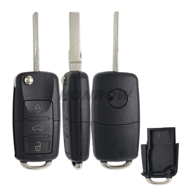 For V 3 button remote key blank without battery clamp, the blade is HU66. (the key head connect face is square)