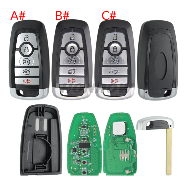 For Ford Edge Expedition Explorer 5 button Smart Key with 902MHz FSK HITAG PRO 49 CHIP  FCC ID: M3N-A3C054339  IC: 7812A-A3C054339