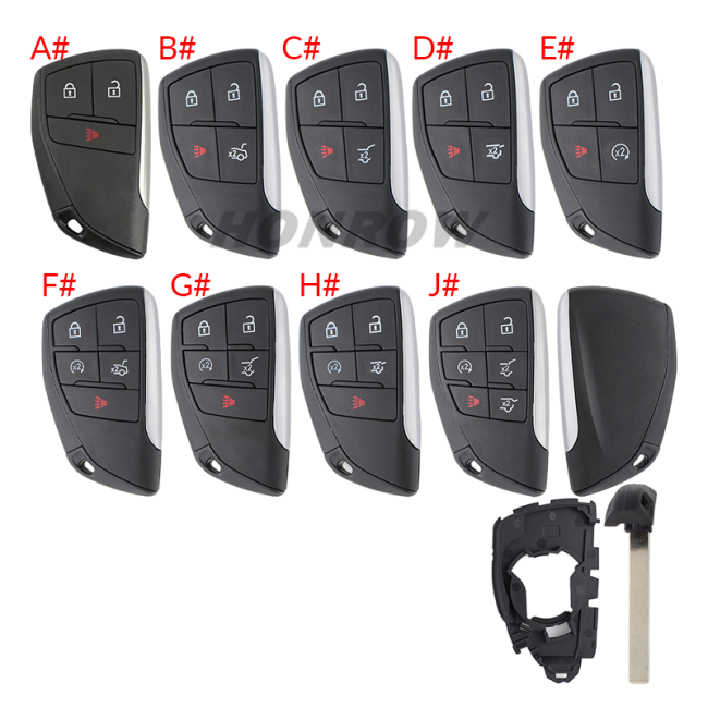 For Chevrolet 2+1/3+1/4+1/5+1 button smart remote key blank