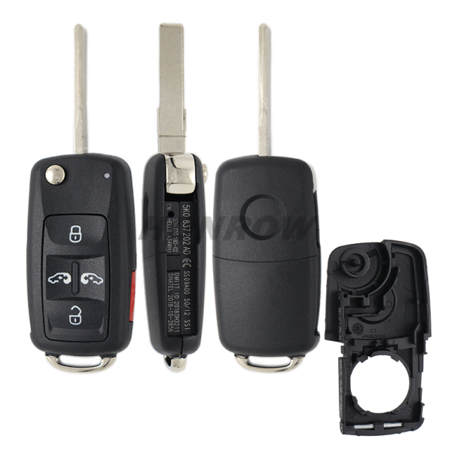 For VW 4+1 button flip remote  key blank