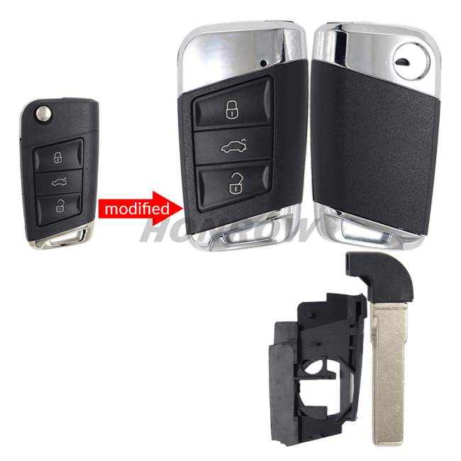 For VW 3 Button remote key blank  with blade