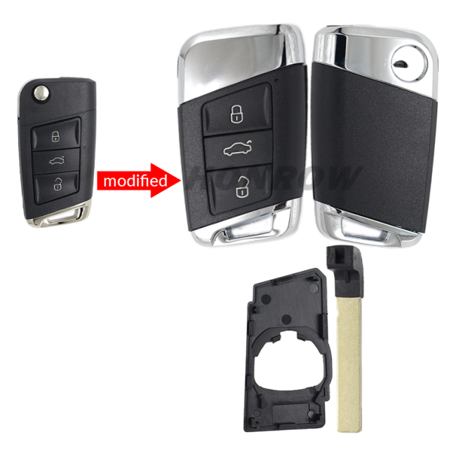 For V 3 Button remote key blank  with blade
