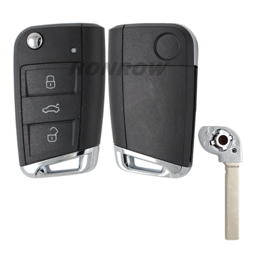 For VW 3 button remote key shell with  HU162T Blade