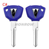 For KAWASAKI motorcycle key blank with left key blade ， please choose the color
