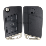 For VW 3 button flip remote key blank with HU162T blade