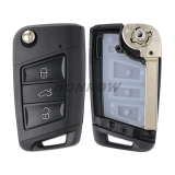 For VW 3 button flip remote key blank with HU162T blade
