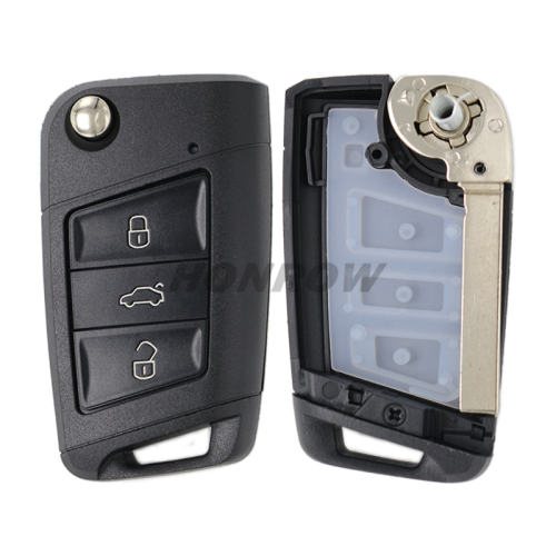 For VW 3 button flip remote key blank with HU162T blade