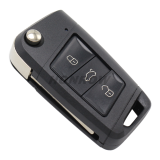 For VW 3 button flip remote key blank with HU162T blade