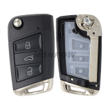 For VW 3 button flip remote key blank with HU162T blade