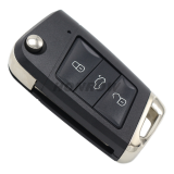 For VW 3 button flip remote key blank with HU162T blade