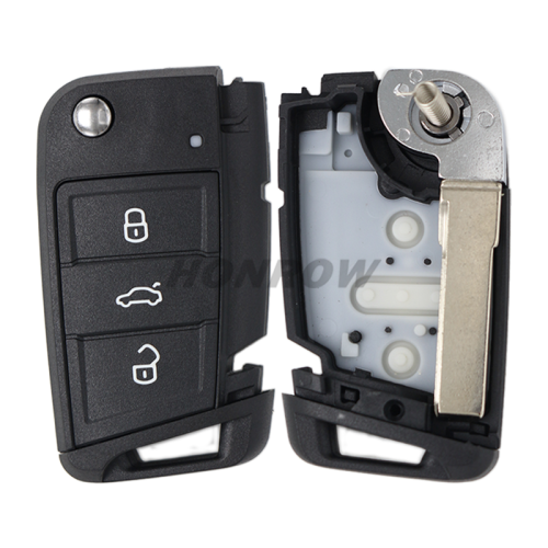 For VW Golf7 3 button remote key shell with HU66 blade