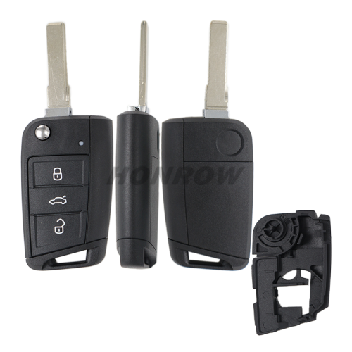 For VW Golf7 3 button remote key shell with HU66 blade